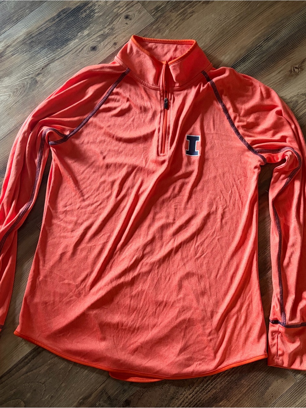 Orange Illini Quarter-Zip Long Sleeve Performance Top with 'I' Logo